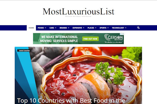 Website preview for: Most Luxurious List