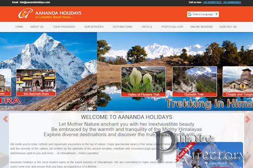 Website preview for: Aananda Holidays
