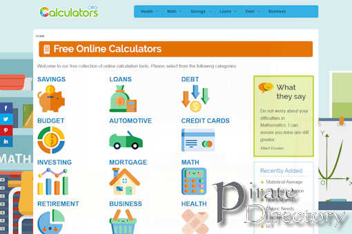 Website preview for: Calculators Org